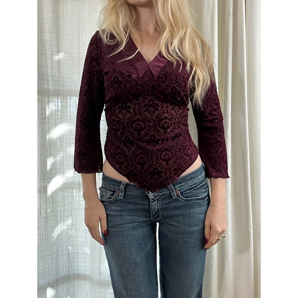 Vintage 90s y2k velvet damask fairy top whimsigoth grunge